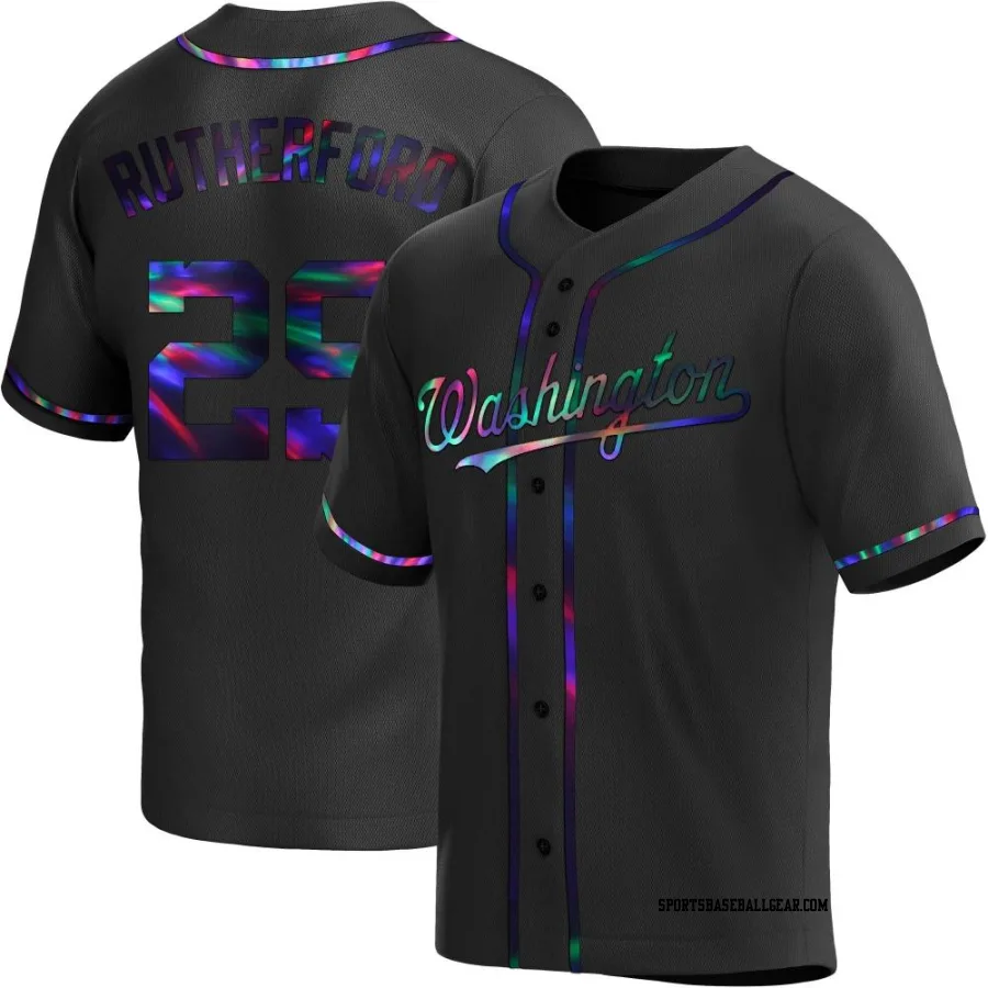 Blake Rutherford Men's Washington Nationals Black Holographic Replica Alternate Jersey