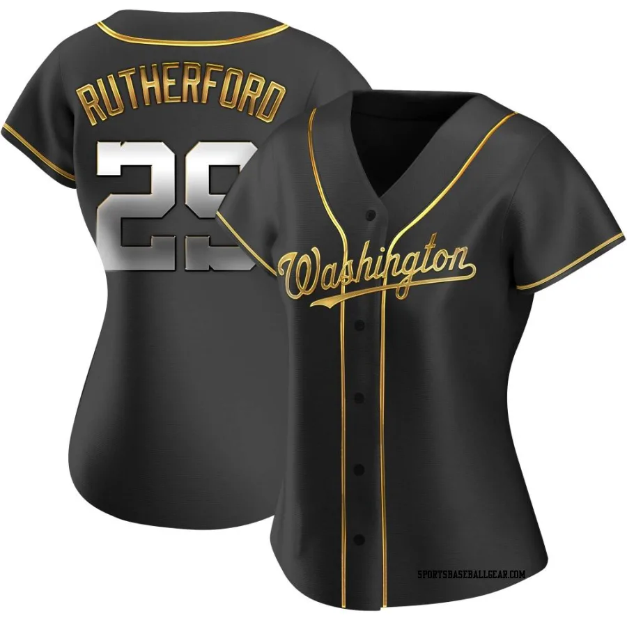 Blake Rutherford Women's Washington Nationals Black Golden Replica Alternate Jersey