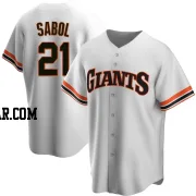 Blake Sabol Men's San Francisco Giants White Replica Home Cooperstown Collection Jersey