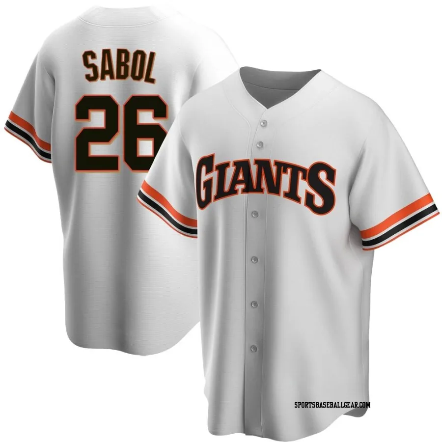 Blake Sabol Men's San Francisco Giants White Replica Home Cooperstown Collection Jersey