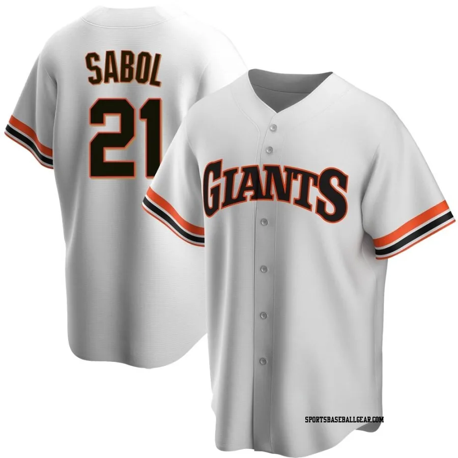 Blake Sabol Men's San Francisco Giants White Replica Home Cooperstown Collection Jersey