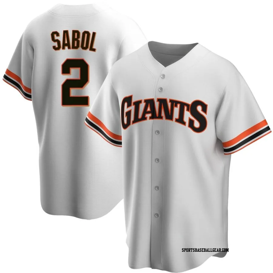 Blake Sabol Men's San Francisco Giants White Replica Home Cooperstown Collection Jersey