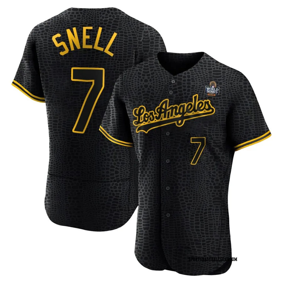 Blake Snell Men's Los Angeles Dodgers Black Authentic Snake Skin City 2024 World Series Jersey