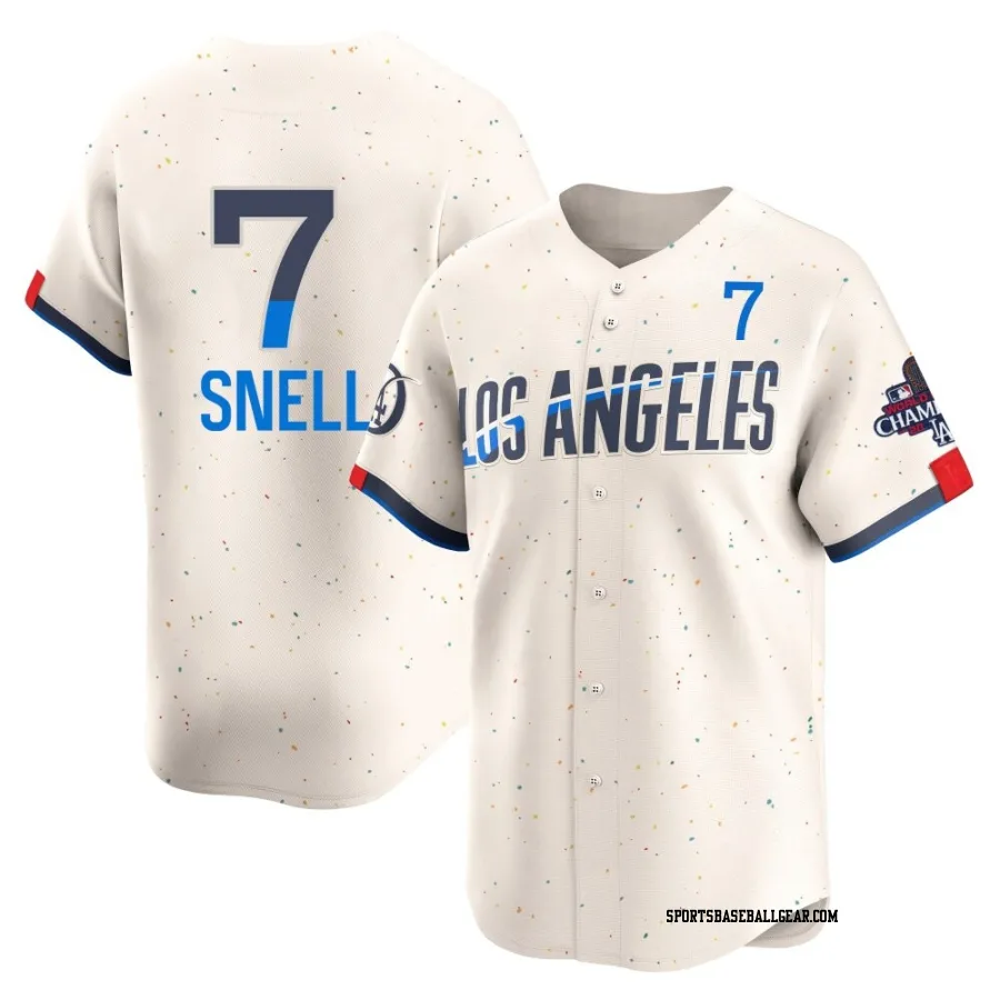 Blake Snell Men's Los Angeles Dodgers Cream Limited 2024 City Connect World Series Champions Jersey