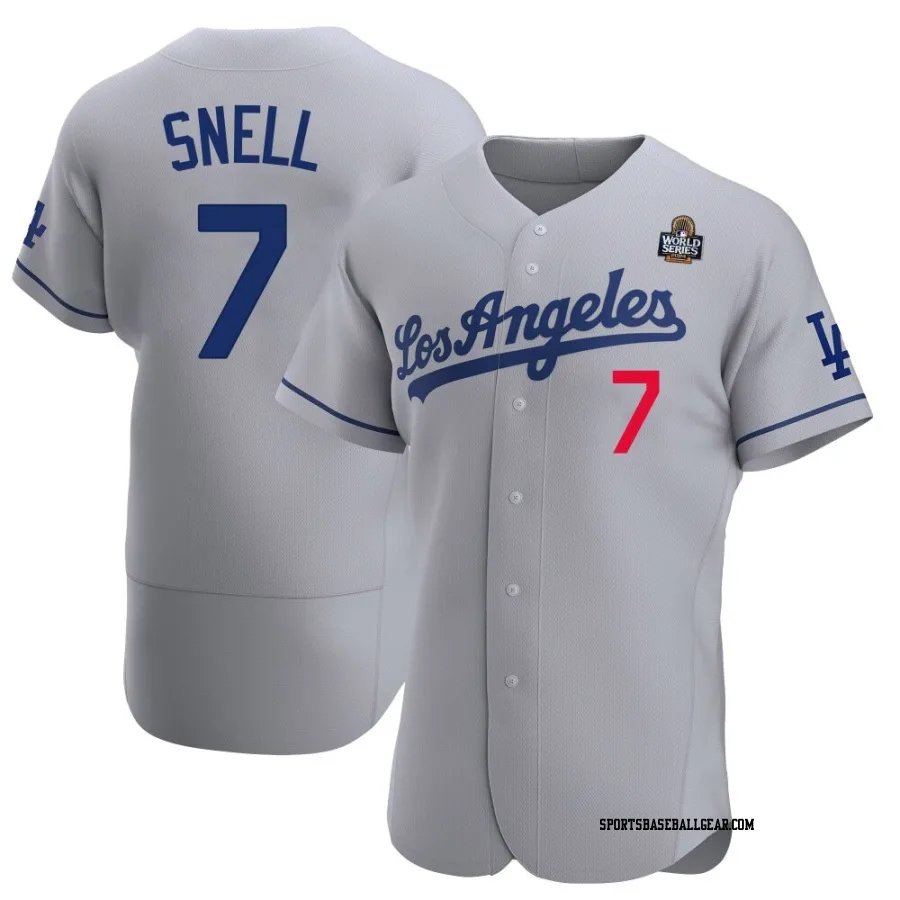 Blake Snell Men's Los Angeles Dodgers Gray Authentic Away Official 2024 World Series Jersey