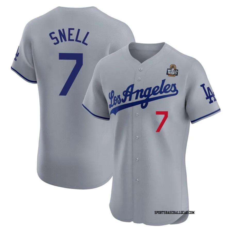 Blake Snell Men's Los Angeles Dodgers Gray Elite Road 2024 World Series Jersey