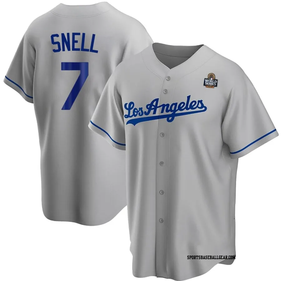 Blake Snell Men's Los Angeles Dodgers Gray Replica Road 2024 World Series Jersey