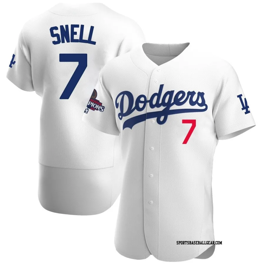 Blake Snell Men's Los Angeles Dodgers White Authentic Home Official 2024 World Series Champions Jersey