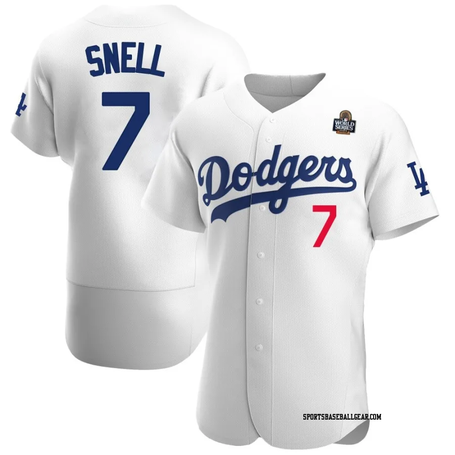 Blake Snell Men's Los Angeles Dodgers White Authentic Home Official 2024 World Series Jersey