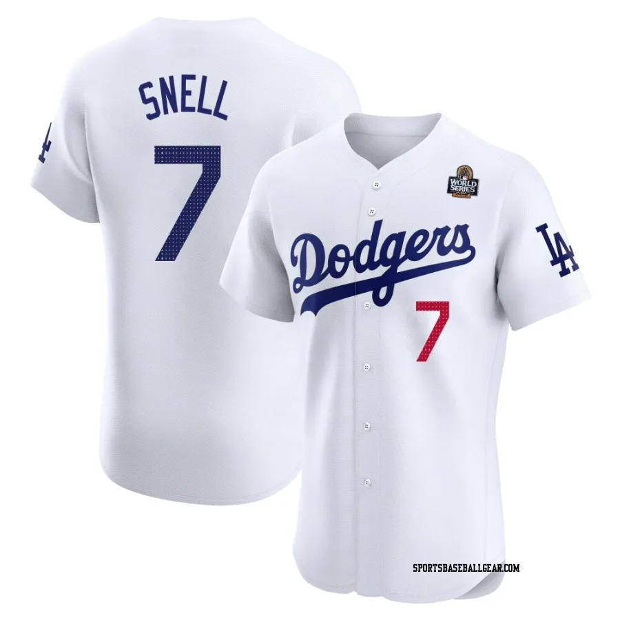 Blake Snell Men's Los Angeles Dodgers White Elite Home 2024 World Series Jersey