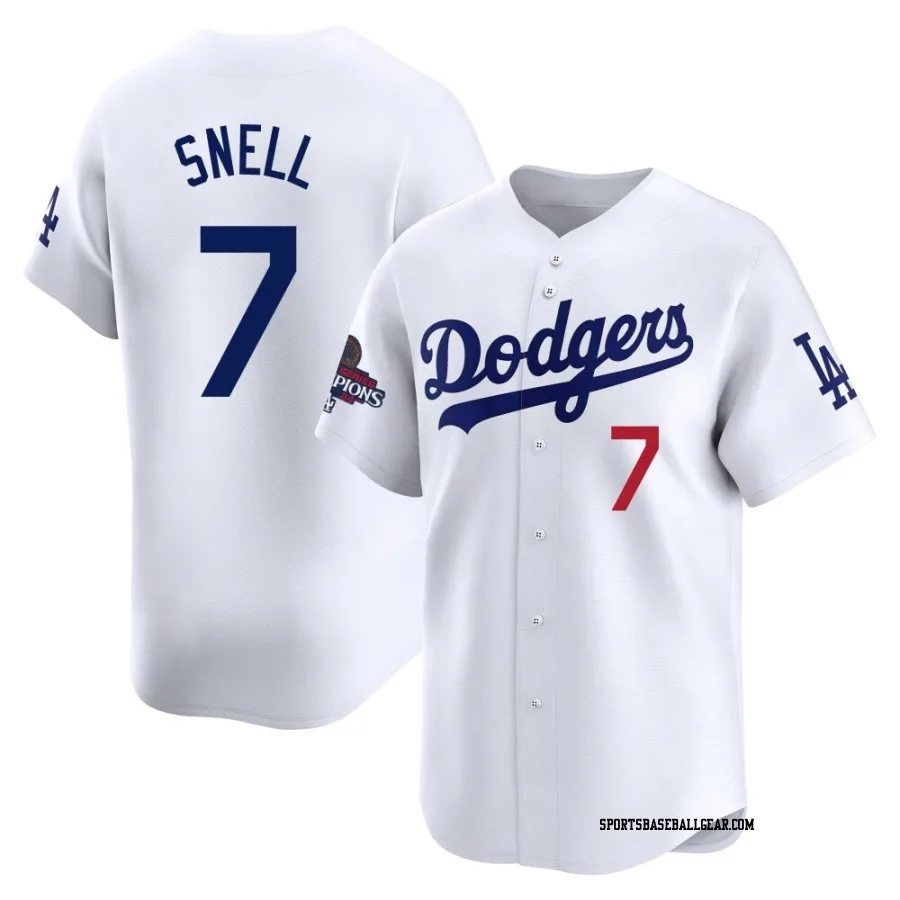 Blake Snell Men's Los Angeles Dodgers White Limited Home 2024 World Series Champions Jersey