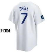 Blake Snell Men's Los Angeles Dodgers White Replica 2024 World Tour Seoul Series Home Jersey