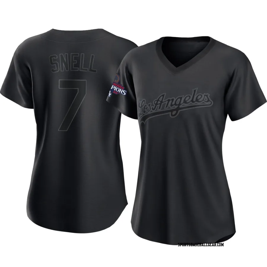 Blake Snell Women's Los Angeles Dodgers Black Authentic Pitch Fashion 2024 World Series Champions Jersey