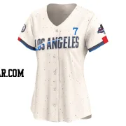 Blake Snell Women's Los Angeles Dodgers Cream Limited 2024 City Connect World Series Champions Jersey