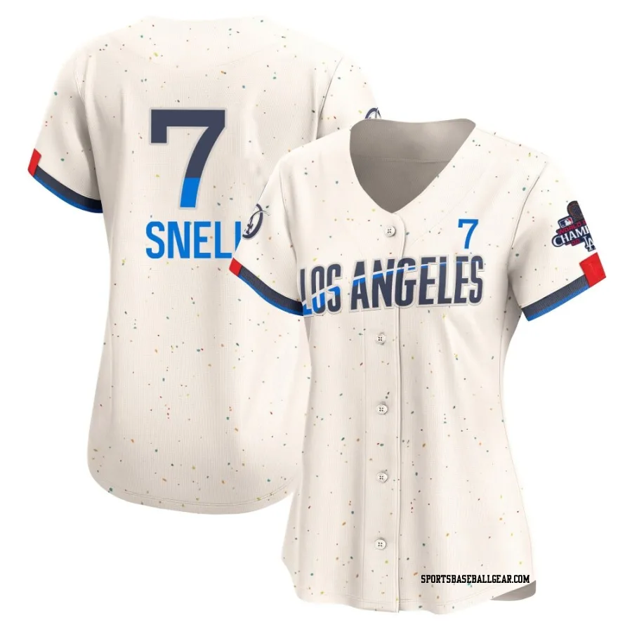 Blake Snell Women's Los Angeles Dodgers Cream Limited 2024 City Connect World Series Champions Jersey