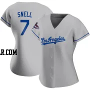 Blake Snell Women's Los Angeles Dodgers Gray Authentic Road 2024 World Series Champions Jersey