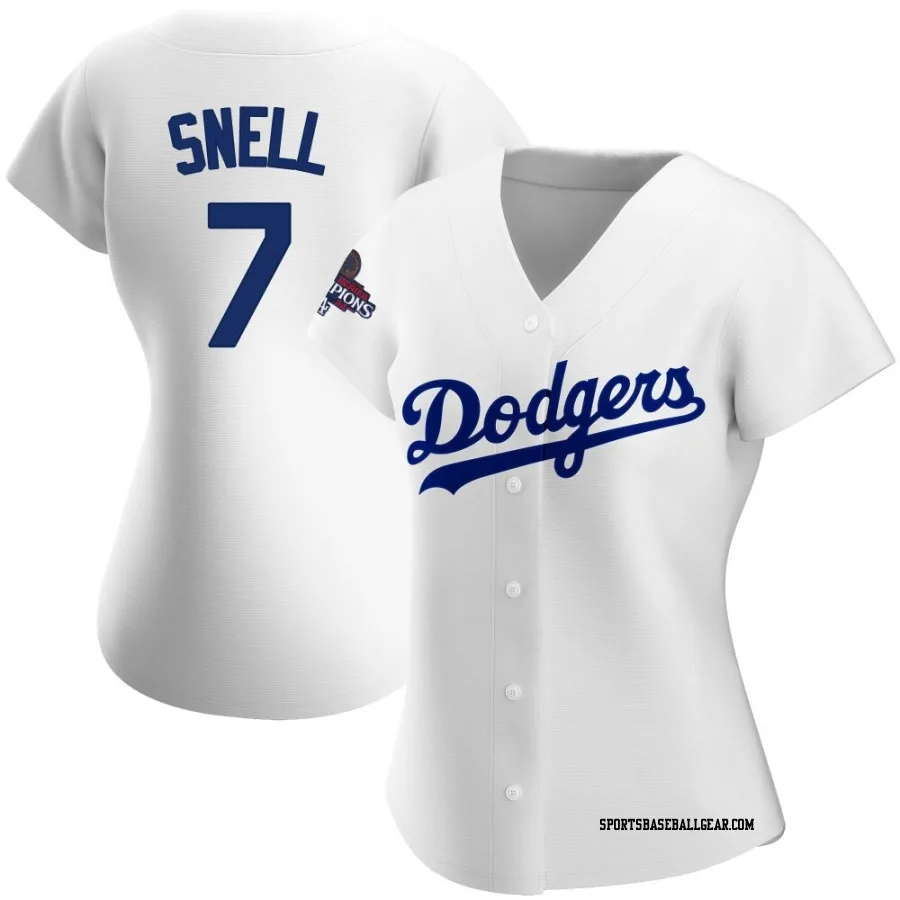 Blake Snell Women's Los Angeles Dodgers White Authentic Home 2024 World Series Champions Jersey