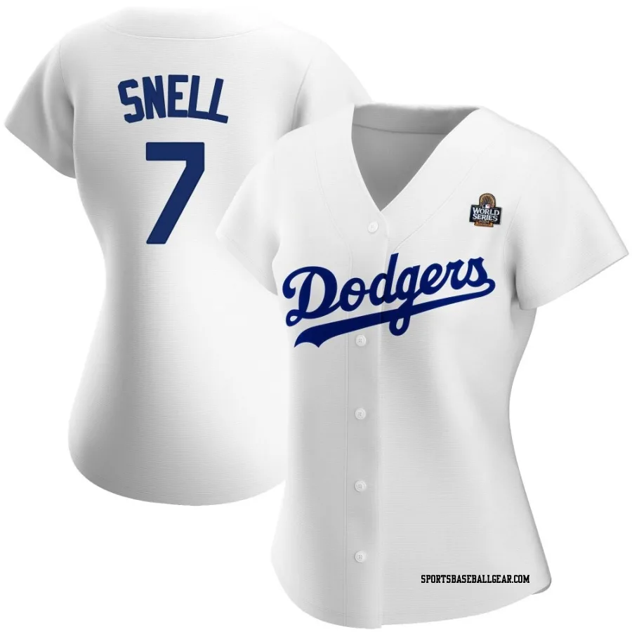 Blake Snell Women's Los Angeles Dodgers White Authentic Home 2024 World Series Jersey