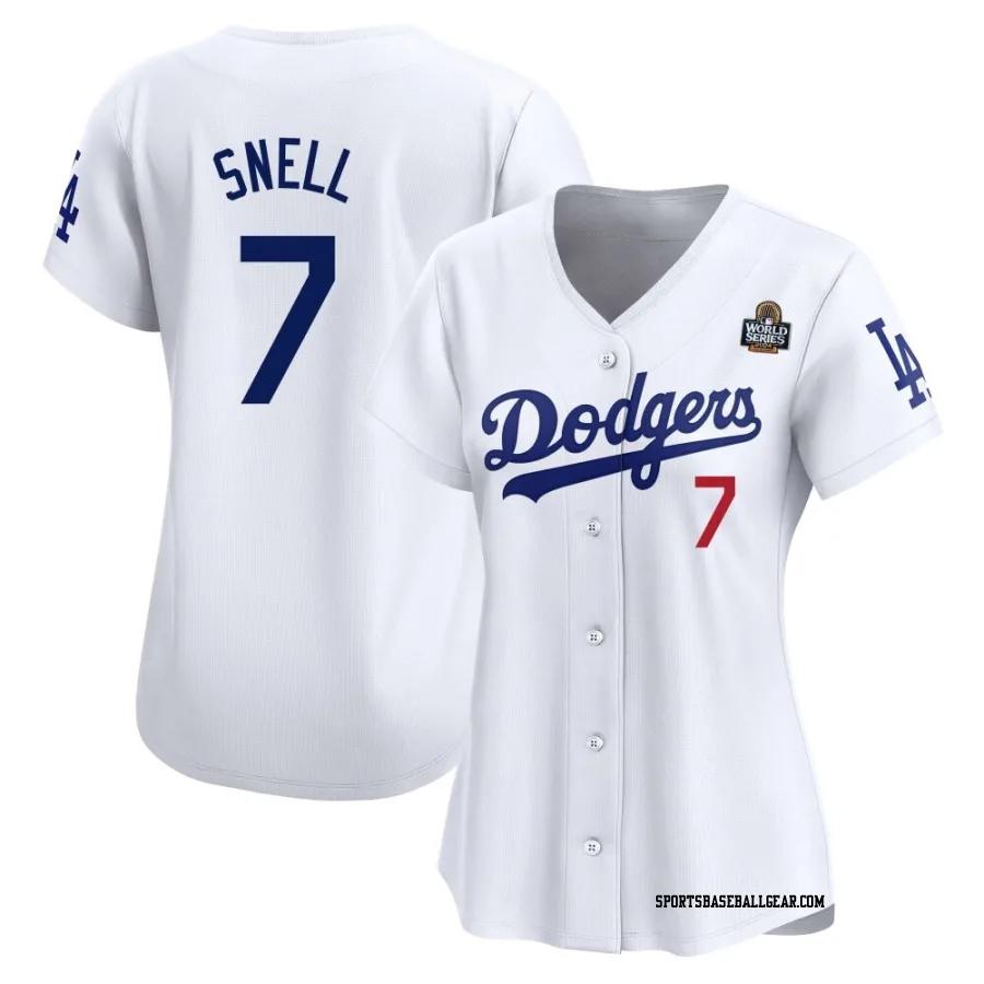 Blake Snell Women's Los Angeles Dodgers White Limited Home 2024 World Series Jersey