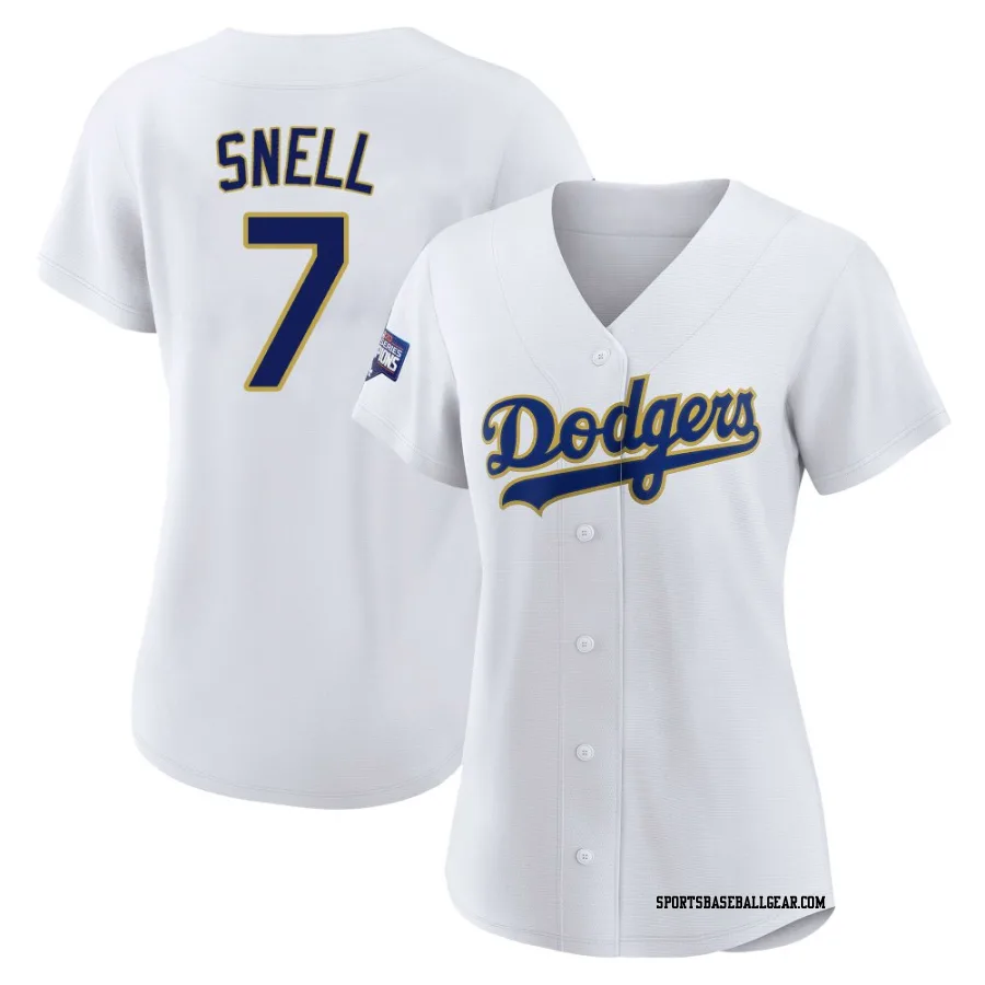 Blake Snell Women's Los Angeles Dodgers White/Gold Authentic 2021 Gold Program Player Jersey