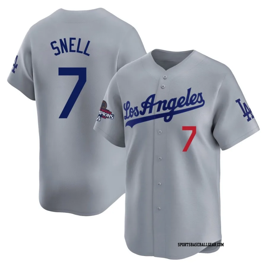 Blake Snell Youth Los Angeles Dodgers Gray Limited Away World Series Champions Jersey