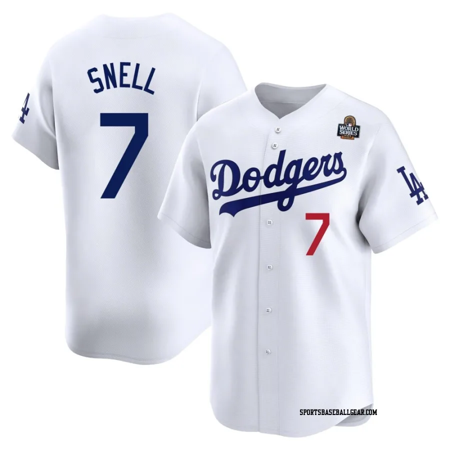 Blake Snell Youth Los Angeles Dodgers White Limited Home 2024 World Series Jersey