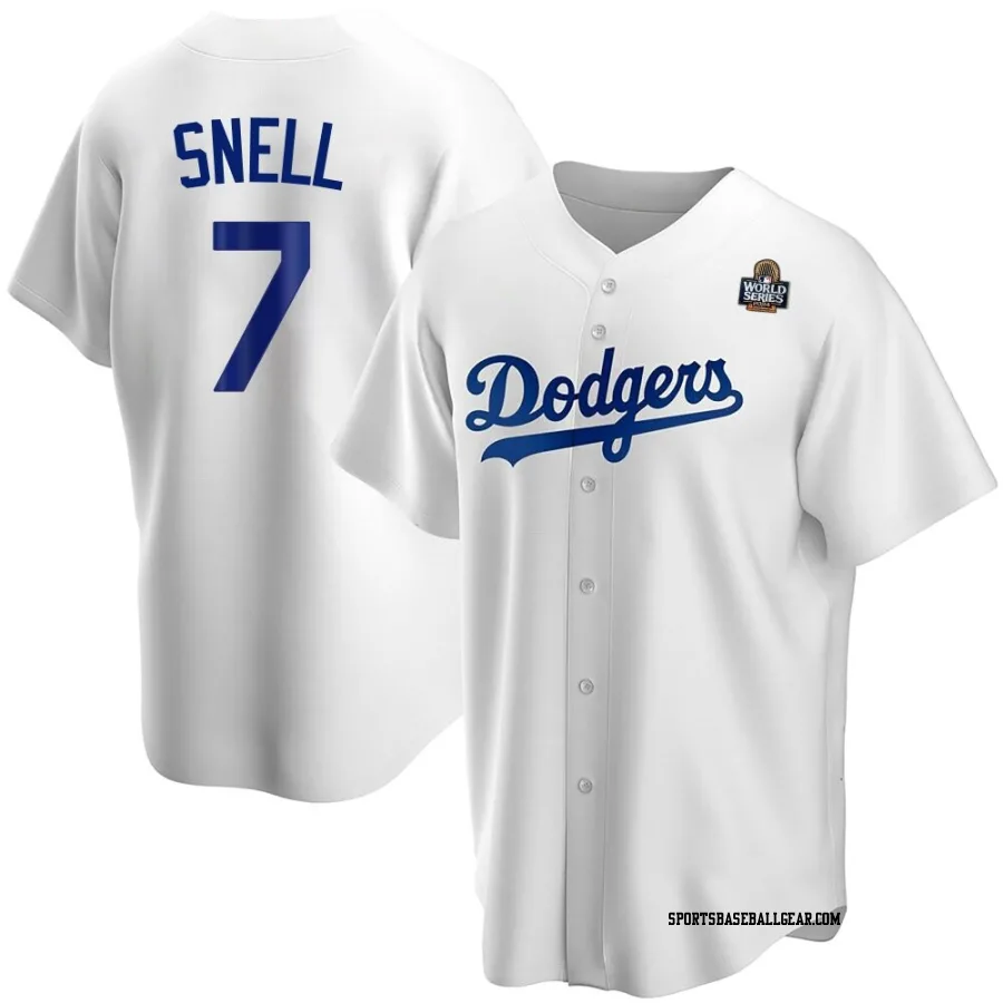 Blake Snell Youth Los Angeles Dodgers White Replica Home 2024 World Series Jersey