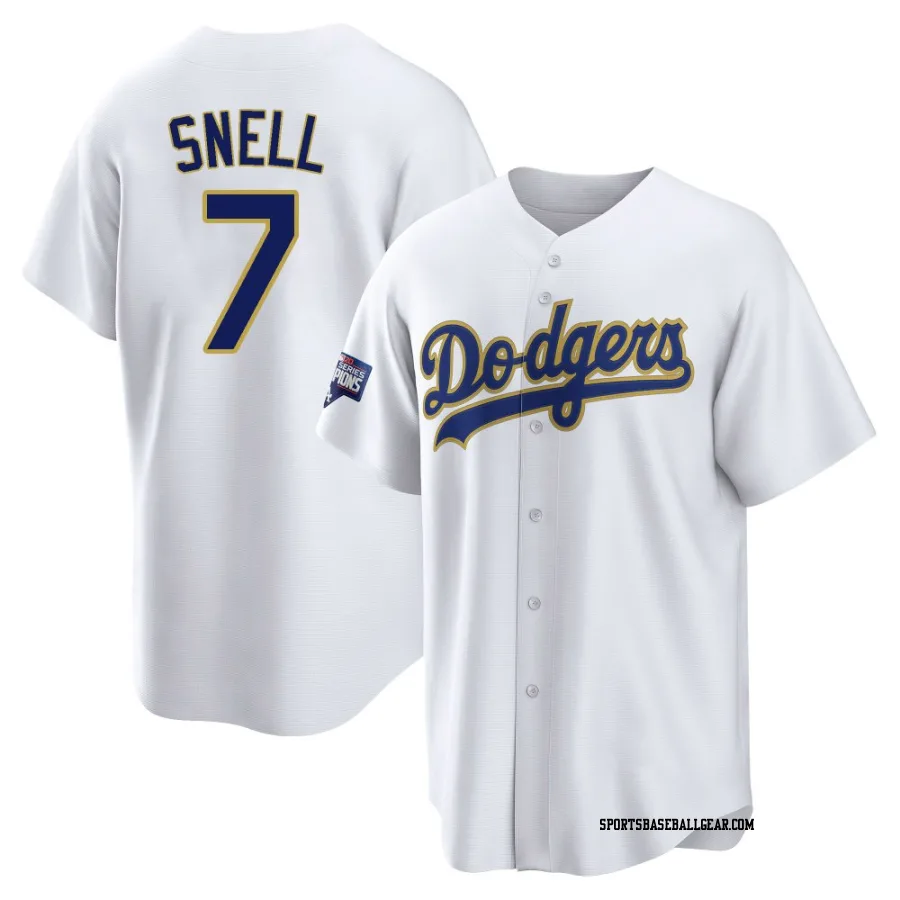 Blake Snell Youth Los Angeles Dodgers White/Gold Replica 2021 Gold Program Player Jersey