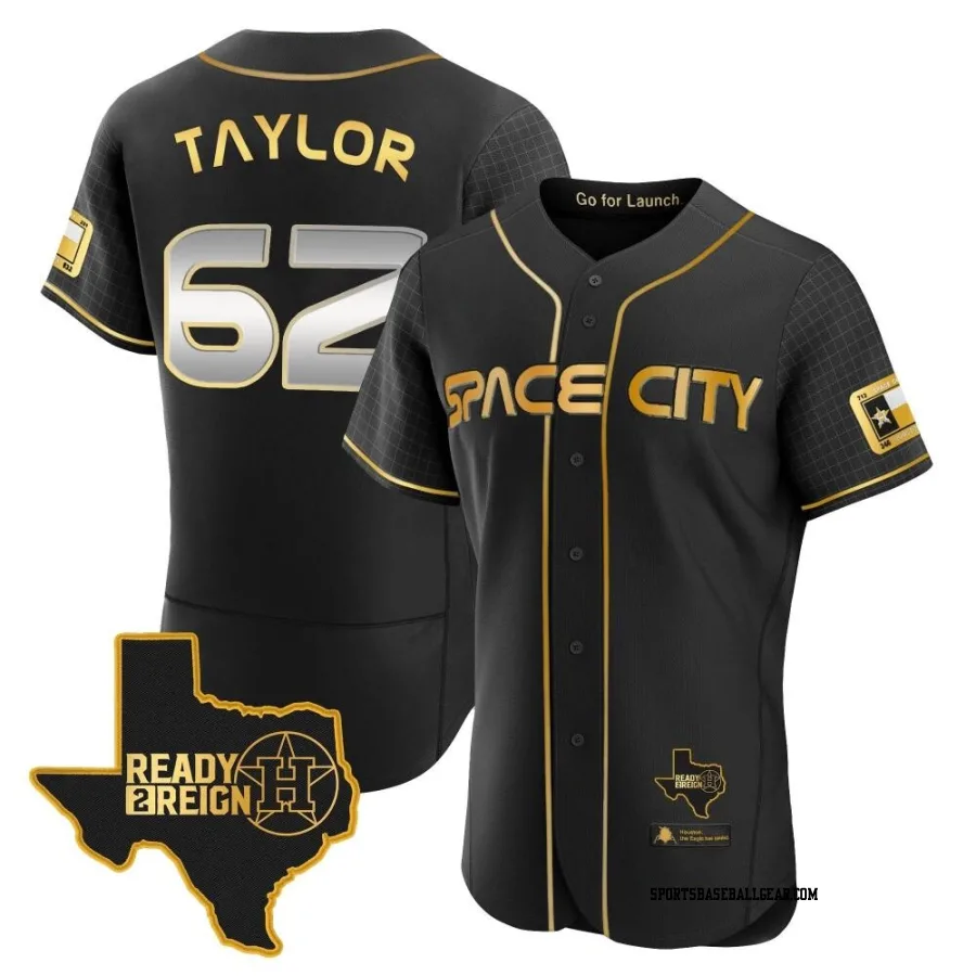 Blake Taylor Men's Houston Astros Black/Gold Authentic 2023 Space City Ready 2 Reign Flex Base Jersey