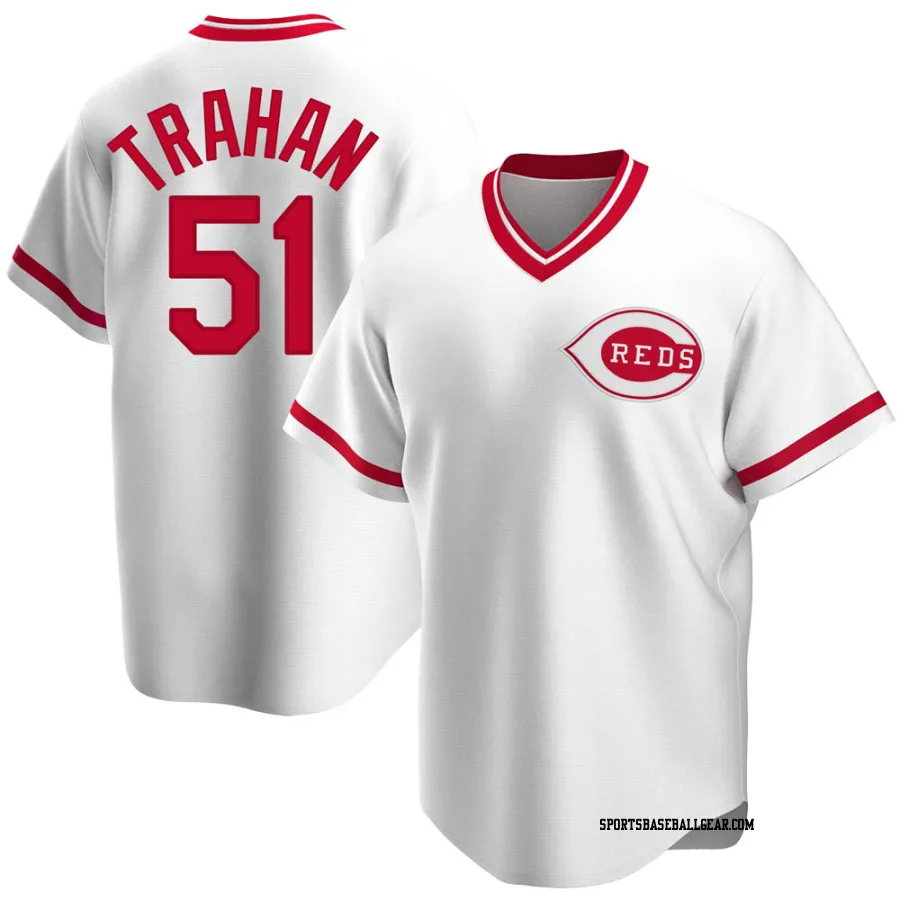 Blake Trahan Men's Cincinnati Reds White Replica Home Cooperstown Collection Jersey