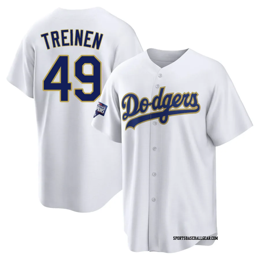 Blake Treinen Youth Los Angeles Dodgers White/Gold Replica 2021 Gold Program Player Jersey