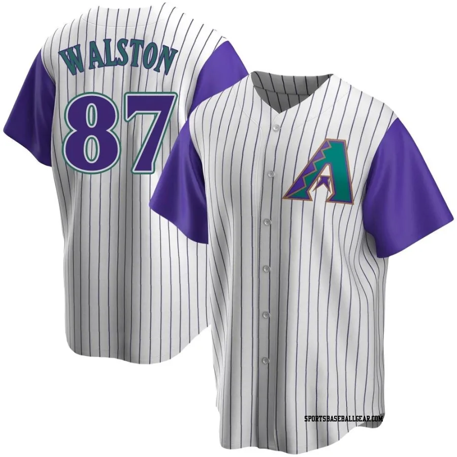 Blake Walston Men's Arizona Diamondbacks Cream/Purple Replica Alternate Cooperstown Collection Jersey