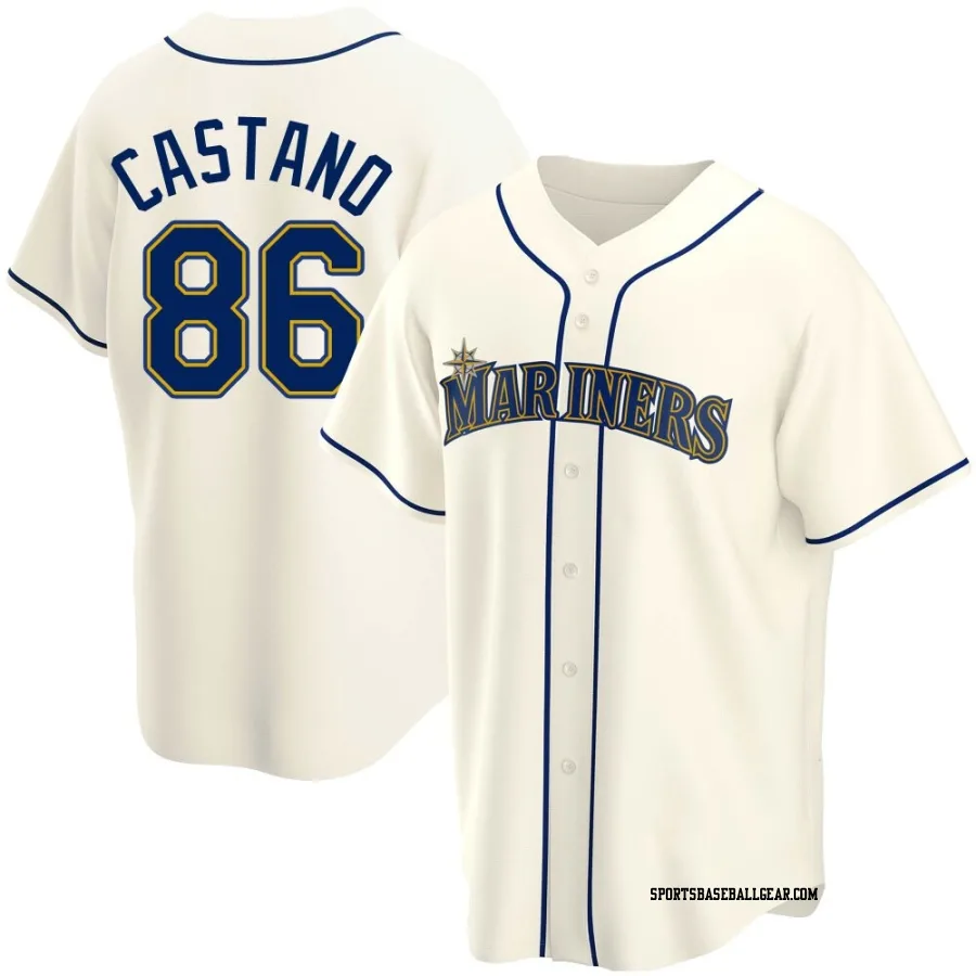 Blas Castano Men's Seattle Mariners Cream Replica Alternate Jersey