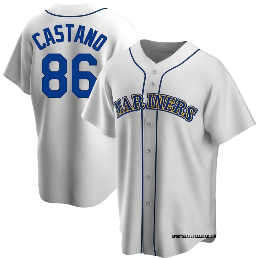 Blas Castano Men's Seattle Mariners White Replica Home Cooperstown Collection Jersey