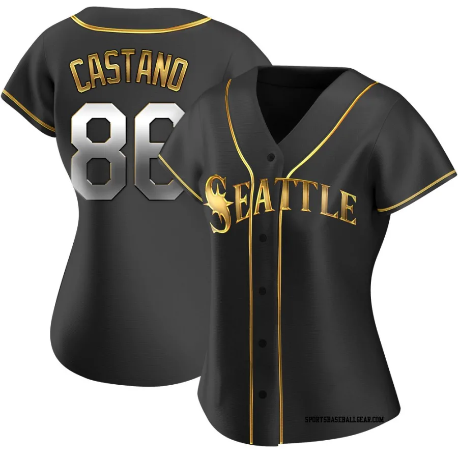 Blas Castano Women's Seattle Mariners Black Golden Replica Alternate Jersey