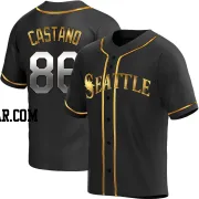 Blas Castano Youth Seattle Mariners Black Golden Replica Alternate Jersey