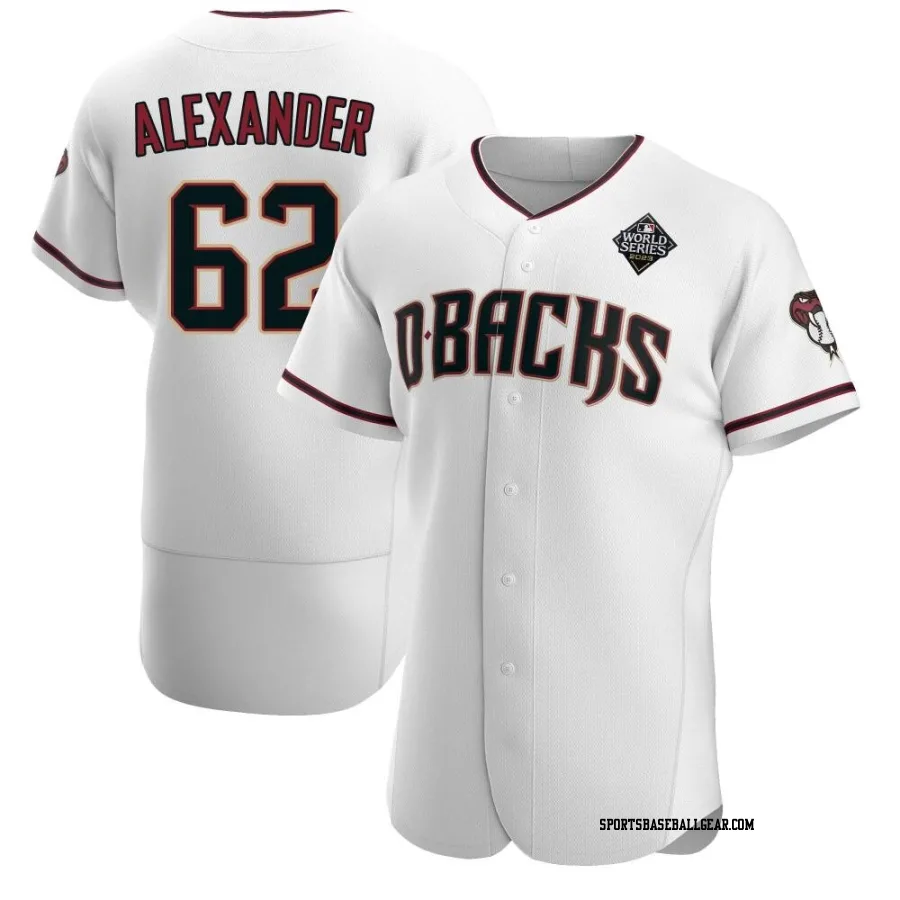 Blaze Alexander Men's Arizona Diamondbacks White Authentic Crimson Home 2023 World Series Jersey