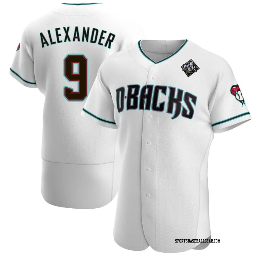 Blaze Alexander Men's Arizona Diamondbacks White Authentic Teal Alternate 2023 World Series Jersey