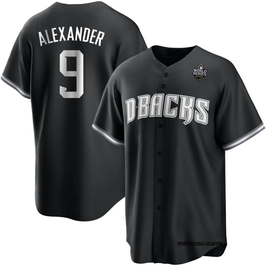 Blaze Alexander Men's Arizona Diamondbacks White Replica Black 2023 World Series Jersey