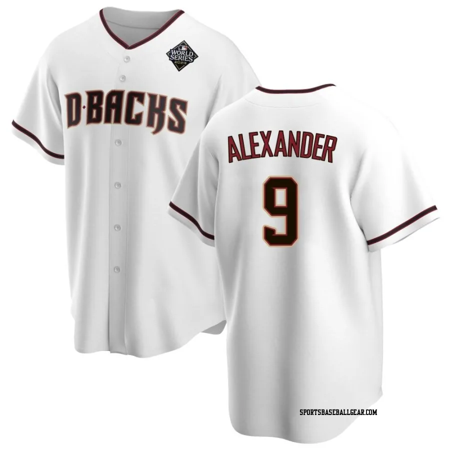 Blaze Alexander Men's Arizona Diamondbacks White Replica Home 2023 World Series Jersey