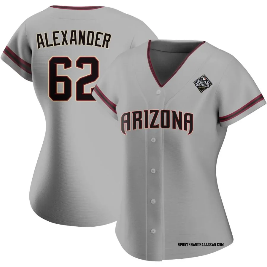 Blaze Alexander Women's Arizona Diamondbacks Gray Replica Road 2023 World Series Jersey