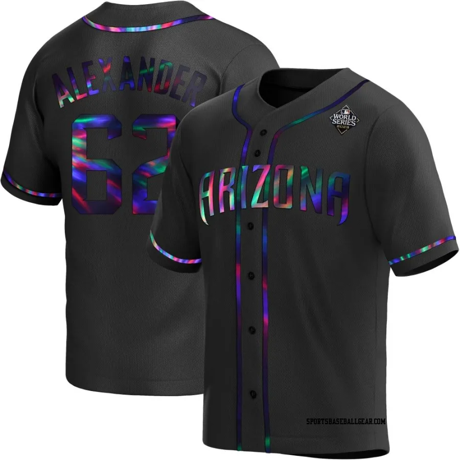 Blaze Alexander Youth Arizona Diamondbacks Black Holographic Replica Alternate 2023 World Series Jersey