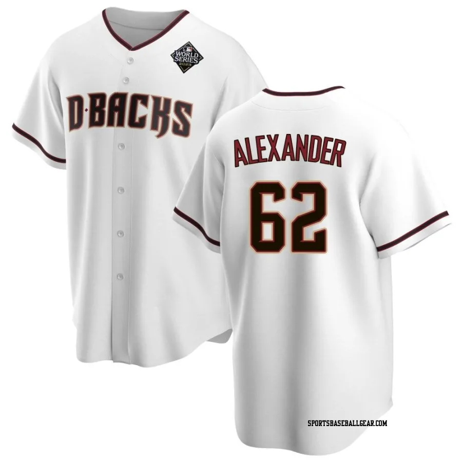 Blaze Alexander Youth Arizona Diamondbacks White Replica Home 2023 World Series Jersey