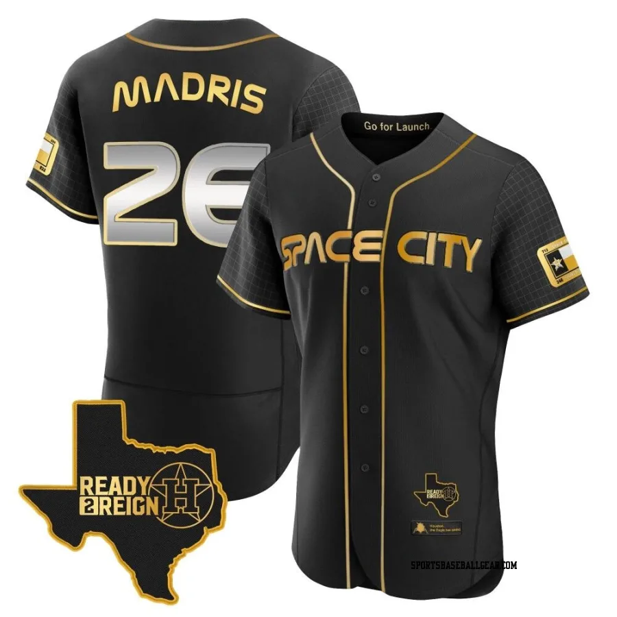 Bligh Madris Men's Houston Astros Black/Gold Authentic 2023 Space City Ready 2 Reign Flex Base Jersey