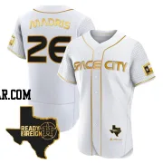 Bligh Madris Men's Houston Astros White/Gold Authentic 2023 Space City Ready 2 Reign Flex Base Jersey