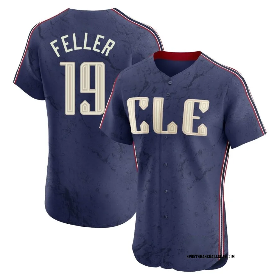 Bob Feller Men's Cleveland Guardians Navy Elite 2024 City Connect Jersey