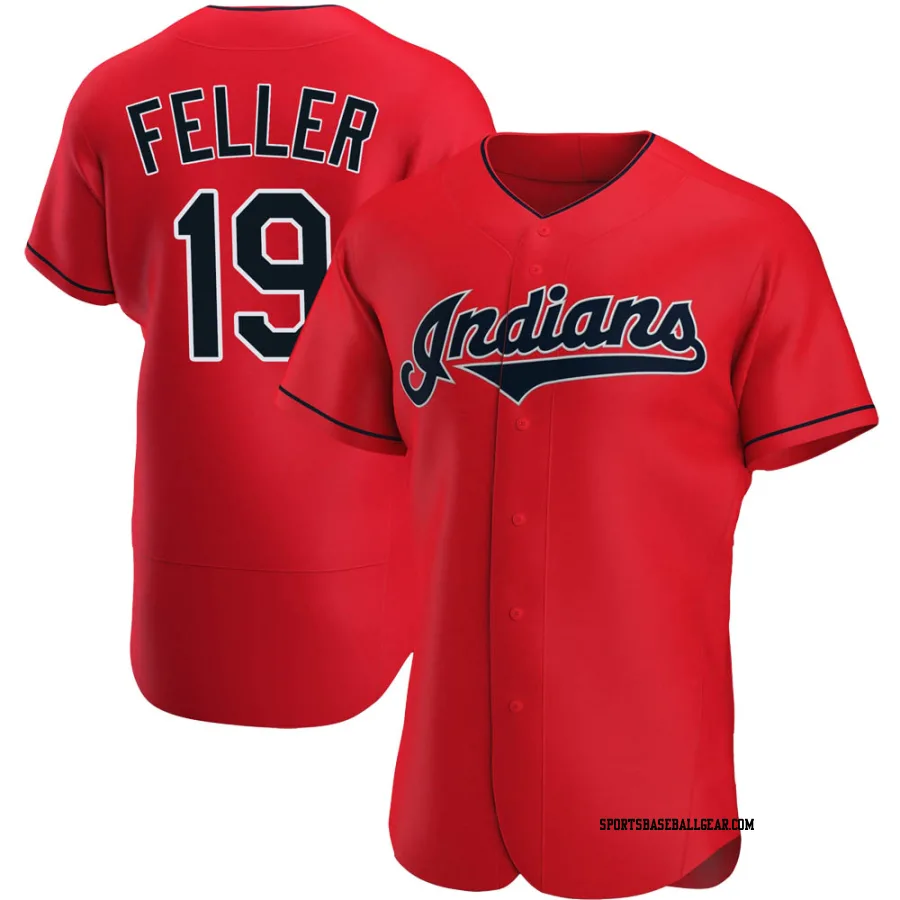 Bob Feller Men's Cleveland Guardians Red Authentic Alternate Jersey