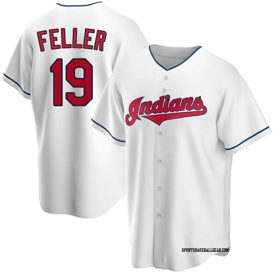 Bob Feller Men's Cleveland Guardians White Replica Home Jersey