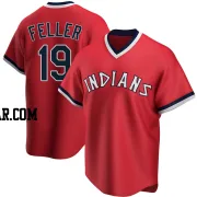 Bob Feller Youth Cleveland Guardians Red Replica Road Cooperstown Collection Jersey