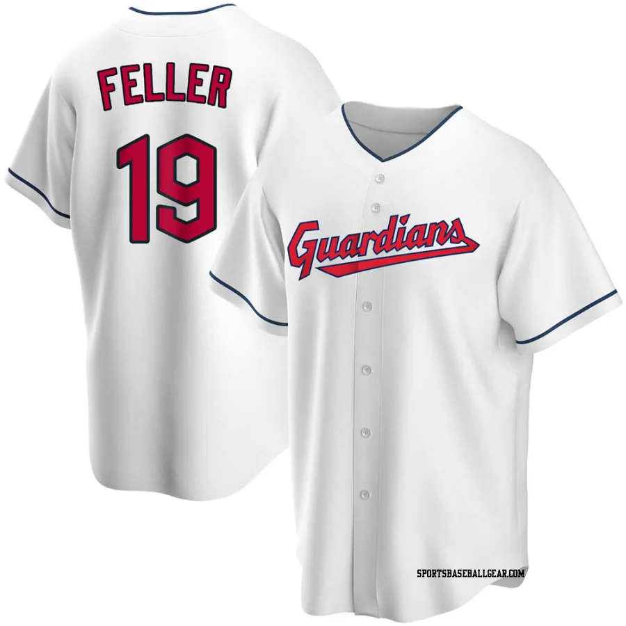 Bob Feller Youth Cleveland Guardians White Replica Home Jersey